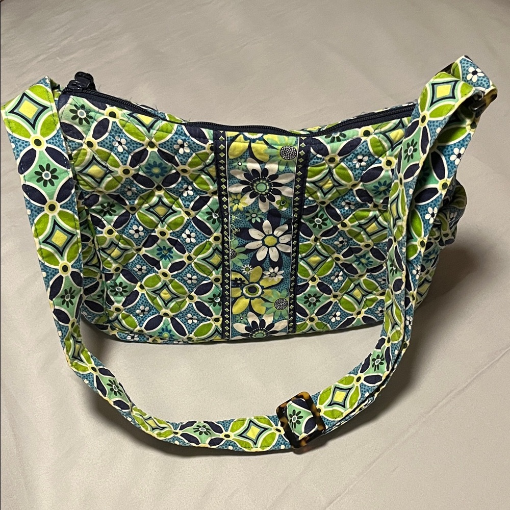 Vera Bradley Blue Green Daisy Floral  Shoulder Messenger Crossbody Bag Purse
